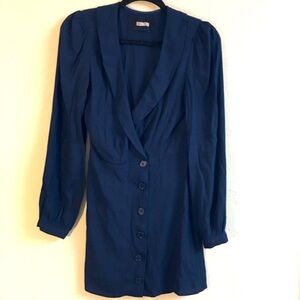 Reformation Long Sleeve Mini Dress Size 2 Blue